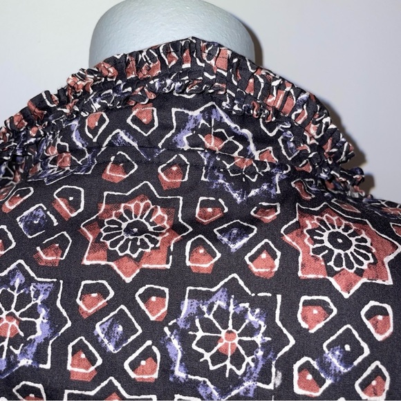 Walter Baker Dress mini ruffle multicolor cotton brown black geometric small - Picture 7 of 9